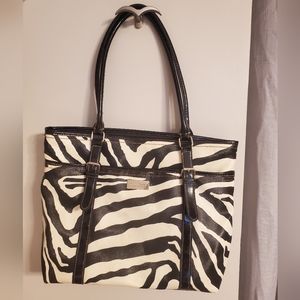 NINE & Co CREAM BLACK ZEBRA PRINT HANDBAG PURSE TOTE BAG